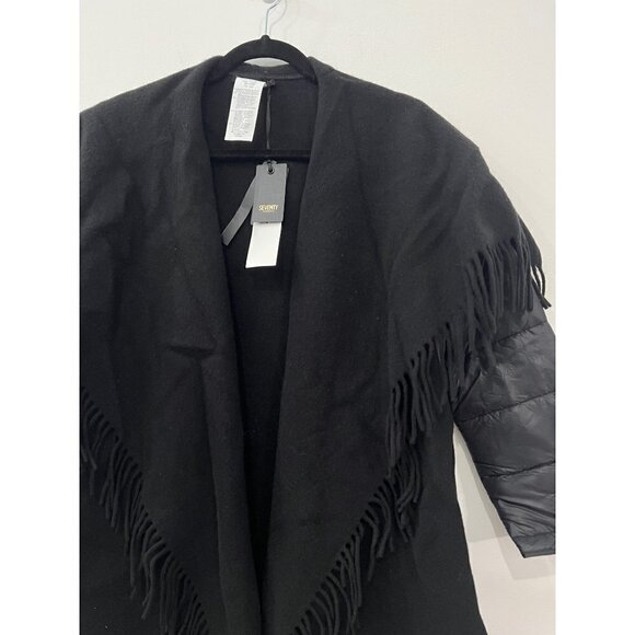 NWT SEVENTY VENEZIA Made In Italy OneSize Black Wool Blend Fringe Cardigan - Picture 8 of 9
